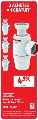 Screwfix Wirquin siphon de lavabo neo air blanc 32mm offre