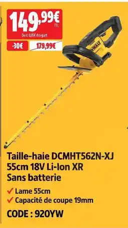 Screwfix Dewalt taille-haie dcmht562n-xj 55cm 18v li-ion xr sans batterie offre