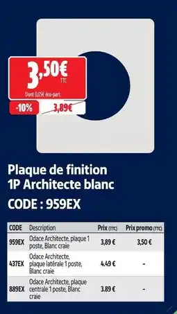 Screwfix Plaque de finition 1p architecte blanc offre