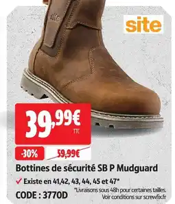 Screwfix Site bottines de sécurité sb p mudguard offre