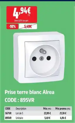 Screwfix Alrea prise terre blanc offre