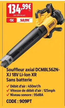 Screwfix Dewalt souffleur axial dcmbl562n-xj 18v li-ion xr sans batterie offre
