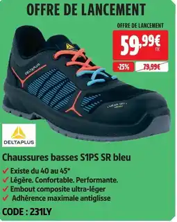 Screwfix Deltaplus chaussures basses s1ps sr bleu offre