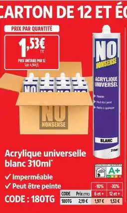 Screwfix No nonsense acrylique universelle blanc offre