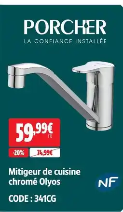 Screwfix Porcher mitigeur de cuisine chromé olyos offre