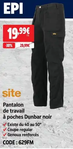 Screwfix Site pantalon de travail à poches dunbar noir offre