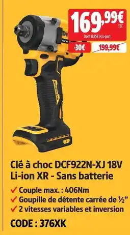 Screwfix Dewalt clé à choc dcf922n-xj 18v li-ion xr - sans batterie offre