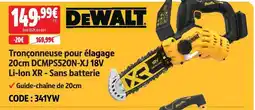 Screwfix Dewalt tronçonneuse pour élagage 20cm dcmps520n-xj 18v li-ion xr - sans batterie offre