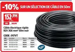 Screwfix Câble électrique rigide r2v 3g6 mm² 50m noir offre