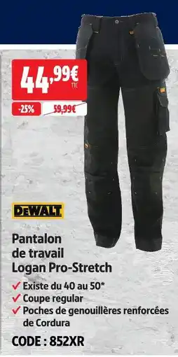 Screwfix Dewalt pantalon de travail logan pro-stretch offre