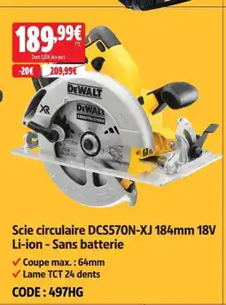 Screwfix Dewalt scie circulaire dcs570n-xj 184mm 18v li-ion - sans batterie offre