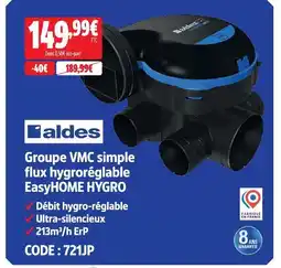Screwfix Aldes groupe vmc simple flux hygroréglable easyhome hygro offre