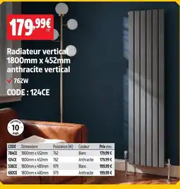 Screwfix Radiateur anthracite vertical 1800mm x 452mm anthracite vertical offre