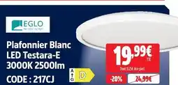 Screwfix Eglo plafonnier blanc led testara-e 3000k 2500lm offre