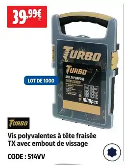 Screwfix Turbo vis polyvalentes à tête fraisée tx avec embout de vissage offre