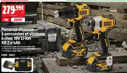 Screwfix Dewalt perceuse visseuse à percussion et visseuse à choc 18v li-ion xr 2 x 4ah offre