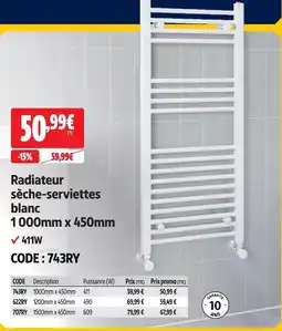 Screwfix Radiateur sèche-serviettes blanc offre