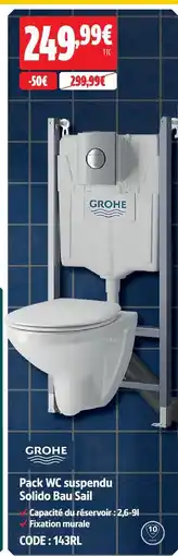 Screwfix Grohe pack wc suspendu solido bau sail offre