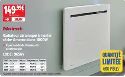 Screwfix Noirot radiateur céramique à inertie sèche amaroc blanc offre