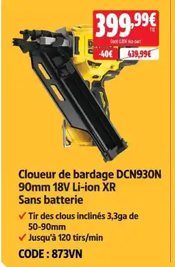 Screwfix Dewalt cloueur de bardage dcn930n 90mm 18v li-ion xr sans batterie offre