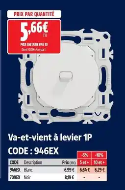 Screwfix Va-et-vient à levier 1p blanc offre