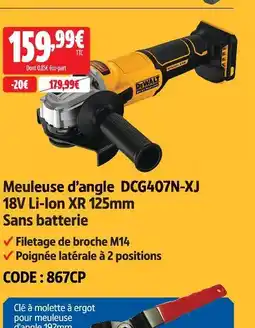 Screwfix Dewalt meuleuse d'angle dcg407n-xj 18v li-ion xr 125mm sans batterie offre