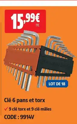 Screwfix Clé 6 pans et torx offre