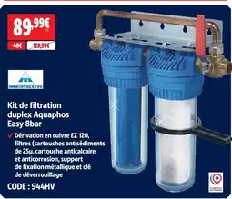 Screwfix Merkur kit de filtration duplex aquaphos easy 8bar offre