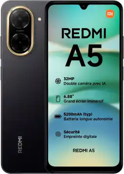 Auchan Xiaomi smartphone xiaomi redmi a5 64go noir offre