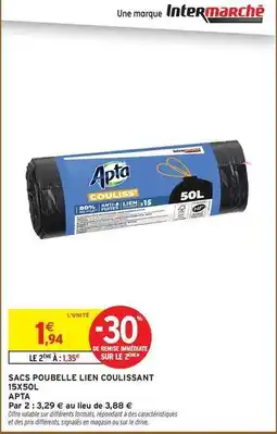 Intermarché Express Apta - sacs poubelle lien coulissant 15x80l offre
