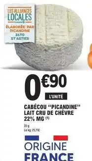 E.Leclerc Cabécou picandine lait cru de chèvre 22% mg offre