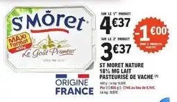 E.Leclerc St moret - nature 18% mg lait pasteurise de vache offre