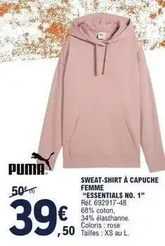 E.Leclerc Xs - sweat-shirt a capuche femme essentials no. 1 offre