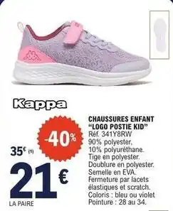 E.Leclerc Kappa - chaussures enfant logo postie kid offre