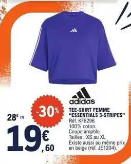 E.Leclerc Adidas - tee-shirt femme essentials 3-stripes offre