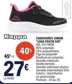 E.Leclerc Kappa - chaussures junior logo postie kid offre