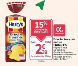 Promocash Harry's - brioche tranchée nature offre