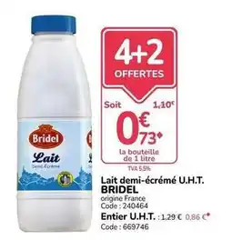 Promocash Bridel - lait demi-écrémé u.h.t offre