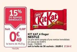 Promocash Nestlé - kit kat 4 finger offre
