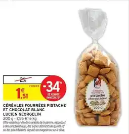 Intermarché Signal - céréales fourrées pistache et chocolat blanc offre