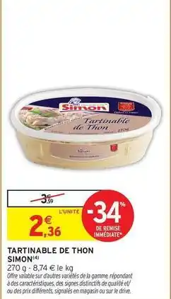 Intermarché Simon - tartinable de thon offre