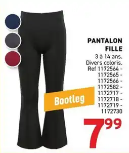 Trafic Bootleg Pantalon Fille offre