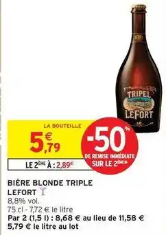 Intermarché Lefort - bière blonde triple offre