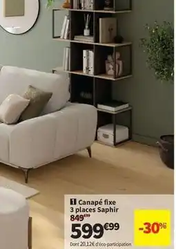 Conforama Canapé fixe 3 places saphir offre