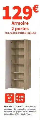 Conforama Armoire 2 portes offre