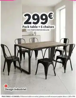 Conforama Pack table + 6 chaises offre