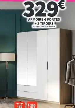 Conforama Armoire 4 portes + 2 tiroirs offre