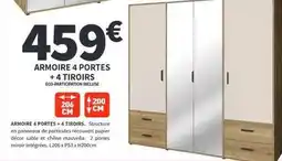 Conforama Chêne - armoire 4 portes + 4 tiroirs offre