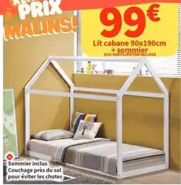 Conforama Lit cabane 90x190cm + sommier offre