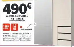 Conforama Armoire 3 portes + 2 tiroirs offre